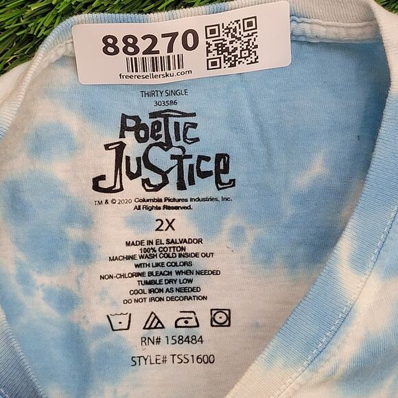 2PAC Tupac-Shakur Tie-Dye Shirt Womens 2XL 24x29 Blue White - Picture 4 of 11